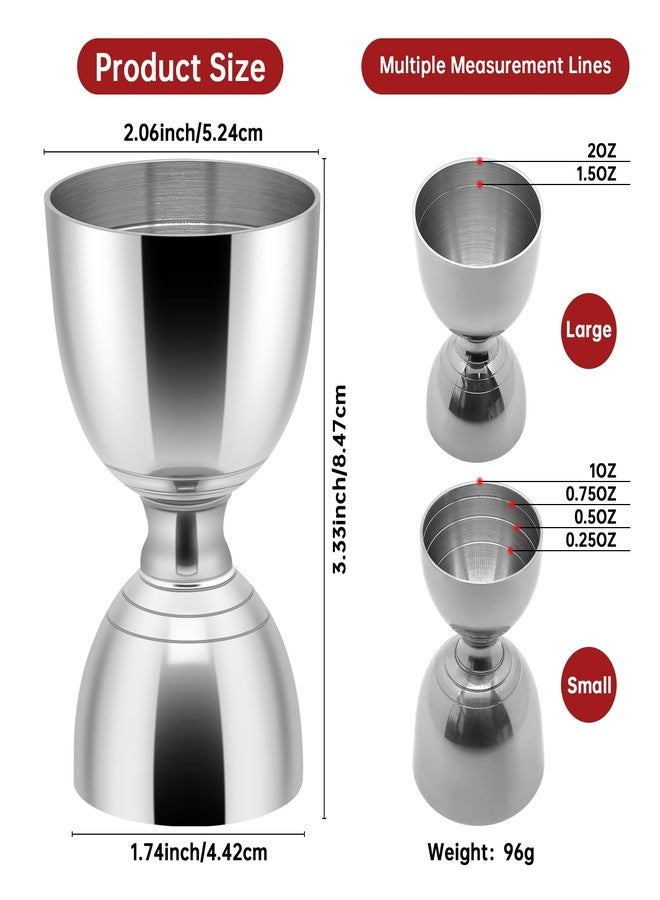 eispap 2 Pcs Cocktail Measuring Jigger, Double Sided Stainless Steel Bell Cocktail Jigger 0.25/0.5/0.75/1/1.5/2oz Drink Shot Measure Jigger for Bartending, Shot Measuring Cup Bartender Jigger for Bar Home - Image 2
